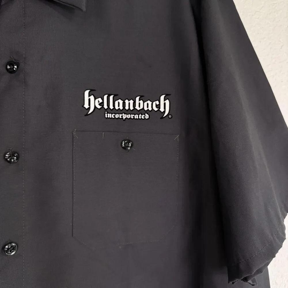 Red Kap Hellanbach Shirt Mens XL Speed Shop Work Button Up Gray Mechanic Garage - Picture 4 of 11